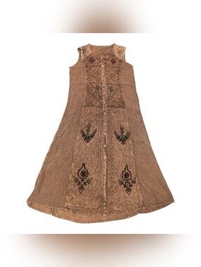 Brown Marlboro Bohemian Sleeveless Embroidered Maxi Dress - Sz S-M